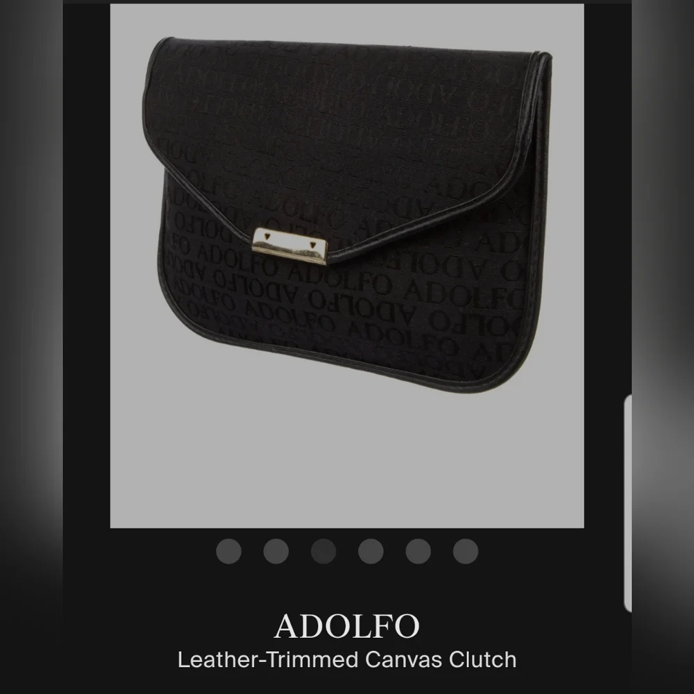 Adolfo canvas/leather evening bag 9x6.5 - Picture 5 of 6